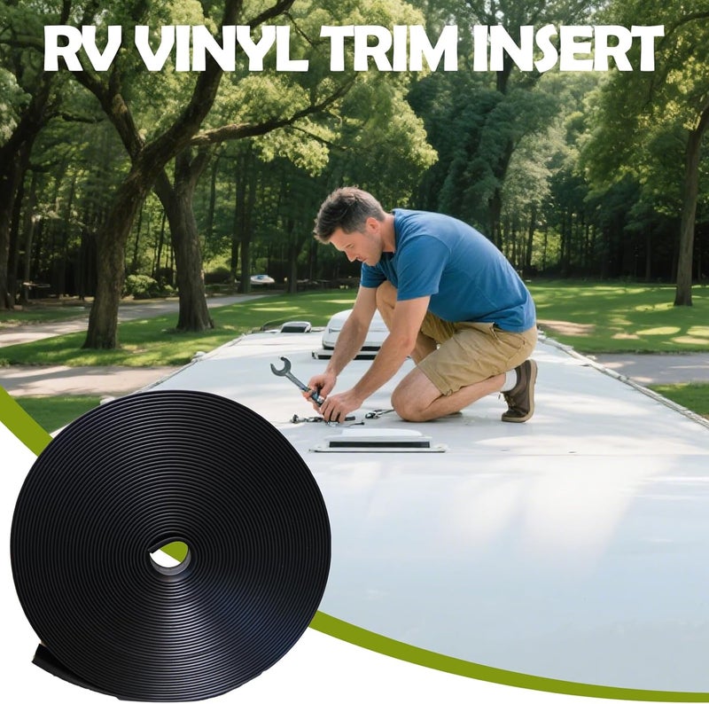 Silvaxis 1" RV Vinyl Trim Molding Insert - 50FT RV Screw Cover Trim - Rubber Vinyl Weather Stripping Exterior - UV Resistant Corner Molding Exterior Rain Gutter & Roof Edge Trim for Trailer, Camper - Image 5